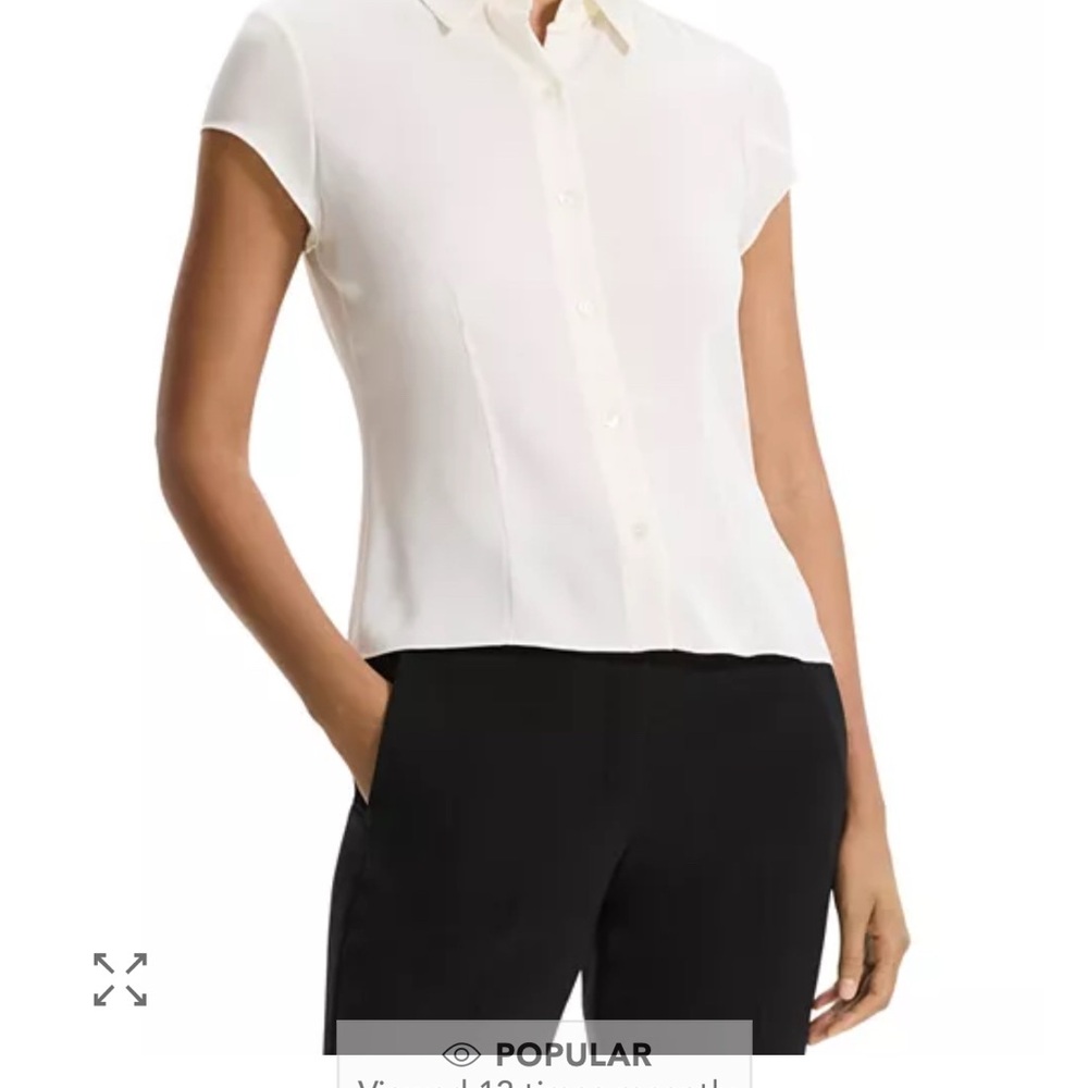 Theory Silk Cap Sleeve Shirt M (fits like XS / S)